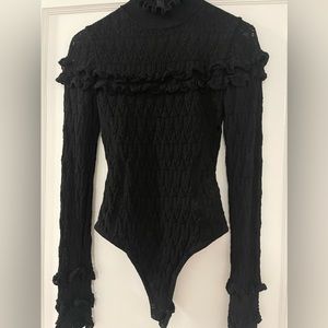 Herve Leger Black long-sleeve bodysuit